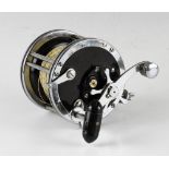 Penn No 49 Deep Sea Fishing Reel with a chrome plated frame, bakelite end plates bound by inner