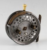 Hardy Bros "The Silex Major" 4" alloy salmon reel - with brass auxiliary rim brake with brass