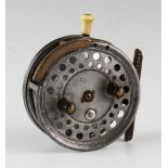 Hardy Bros "The Silex Major" 4" alloy salmon reel - with brass auxiliary rim brake with brass