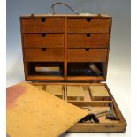 Fly Tiers Wooden Cabinet - complete with leather carrying handle, with hinged drop down lid to