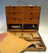 Fly Tiers Wooden Cabinet - complete with leather carrying handle, with hinged drop down lid to