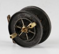 Allcock Aerial Popular centre pin reel - 3" dia wide drum, stamped with Reg Design No. 689467 to the
