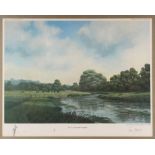 Tim Havers signed ltd ed large coloured fishing print - l titled "The Test, Park Stream at Houghton"