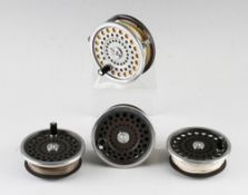 Hardy Bros Marquis Salmon No.1 fly reel with 3 spare spools and lines - with smooth alloy foot,