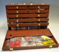 Fine Pete Dagger "Companion" fly tiers wooden cabinet - c/w with brass carrying handle, with drop-