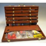 Fine Pete Dagger "Companion" fly tiers wooden cabinet - c/w with brass carrying handle, with drop-