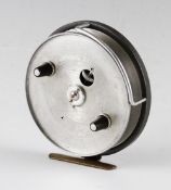 Hardy The Conquest alloy centre pin reel - 4 1/8"dia with brass foot, nickel plated line guide, face