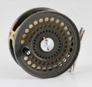 Orvis CFO 5 alloy bar stock trout fly reel - Made in England by Hardy - 3.5" dia, black handle, twin