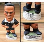 Twice-signed 11" Grogg of Jonah Lomu in New Zealand All Black: Lovely example of the famous '