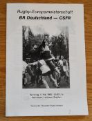 Scarce 1990 International Rugby Programme, Germany v Czechoslavakia (as then): 12 pp issue for