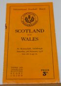 1938 Scotland (Champions) v Wales Rugby Programme: Scotland won this one 8-6 at Murrayfield, and