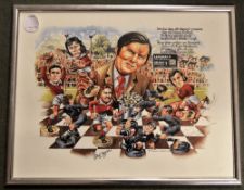 Scarce Carwyn James & Llanelli Stars Signed Caricature Tribute,: Attractive, affectionate and