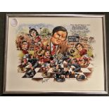 Scarce Carwyn James & Llanelli Stars Signed Caricature Tribute,: Attractive, affectionate and