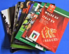 11x Wales v Italy rugby programmes 1992 -2018: Issues for 92, 94, 96, 98, 2000, 08, 09, 11, 12,