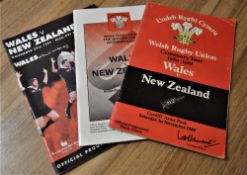 Wales v New Zealand Rugby programmes from the 80/90's (3): 1980 (Centenary), 1989 and 1997: though