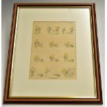 1920s Framed & Glazed Fougasse Punch rugby cartoon print: Typical, humorous, line drawn and hand-