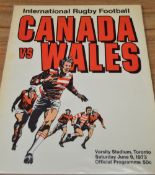 1973 Canada v Wales Rugby Programme: Large and less easy to find issue with very striking cover