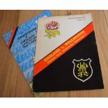 England in New Zealand Rugby Programmes: 1973 tour clashes v Wellington and Canterbury, September