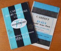 Cardiff Special 1950s Rugby Programmes: Packed 75th Anniversary brochure which was also the