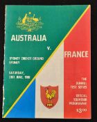 1986 Australia v France Rugby Programme: Large, packed 32 pp issue for this tour match at Sydney