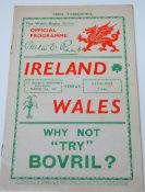 1938 Wales v Ireland Rugby Programme: usual 16 pp Swansea issue for this St Helen's match won 11-5