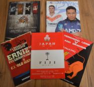 Unusual quintet of Rugby Programmes: Very much 'less-often seen' games: 1990 Japan v Fiji, 58 pp;