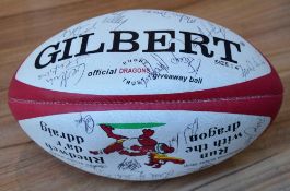 1990s Pontypridd Rugby Squad signed Gilbert Rugby Ball: Gethin Jenkins, Mefin Davies, Robert Sidoli,