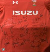 Wales WRU Replica Rugby Jersey boxed and signed by the 2018 Welsh team: Mint, multi-signed,