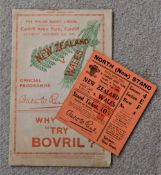 1935 Wales v New Zealand Rugby Programme and Ticket: the attractive, informative 16 pp issue for