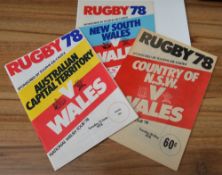 3x 1978 Wales in Australia Rugby Programmes (3): In the usual bright and colourful Australian format