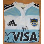 Argentina rugby team signed replica jersey: autographed by the Argentinian team in 2017, in VG