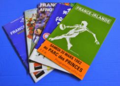 5x France Home rugby programmes: France v Ireland 1982, v Scotland 1987, v South Africa 1992, v