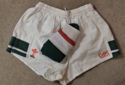 1990s Neil Jenkins Wales Matchworn Rugby Sock and Shorts Set: Cotton Traders WRU issue, game not