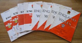 England v Wales Rugby Programmes from 1956-1990: Useful selection for the England-Wales Twickenham