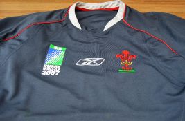 2007 Rugby World Cup, Duncan Jones' Wales Training Top: Large immaculate grey Reebok top with all