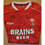 2005 Wales rugby team signed replica jersey by Grand Slam squad of that year, great nostalgia and
