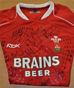 2005 Wales rugby team signed replica jersey by Grand Slam squad of that year, great nostalgia and