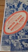 1942 'Semi-international' South Wales v British Army Rugby Programme: Attractively designed fold-out