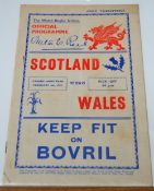 1939 Wales v Scotland Rugby Programme: An 11-3 Wales win in their final Cardiff game before war