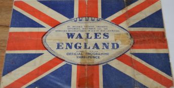 1944 Wales v England Services Rugby Programme: Much-folded and a little grubby, the well-known and