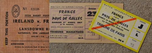 3x Rugby International Tickets involving France (3): Good clean stubs surviving well from the