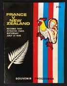 1968 New Zealand v France rugby programme: 2nd test played at Athletic Park, 28pp, good condition.