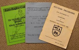 Trio of 'faraway' Rugby Programmes (3): All 4 pp paper: from 1967, University of British Columbia