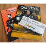 Rugby Programmes: Ospreys v Australia 2006 and Saracens v Ospreys/Leicester v Wasps (EDF Semi Finals