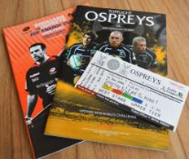 Rugby Programmes: Ospreys v Australia 2006 and Saracens v Ospreys/Leicester v Wasps (EDF Semi Finals
