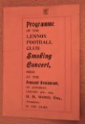 1903 Lennox Rugby Club Smoking Concert Programme: Orange 4 pp foldover card with huge number of '