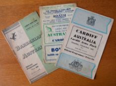 Australia in Cardiff Rugby Programmes: 3x issues incl the famous first Barbarians v tourists game,