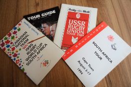 Selection of Rugby Tour Guides, 1989-1996: USSR to UK 1889, Gloucester to S Africa 1994, Canada to