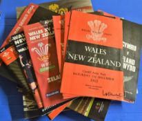 Collection of Wales v New Zealand rugby programmes 1963 - 2010 (16): Issues for 63, 72, 74, 78,