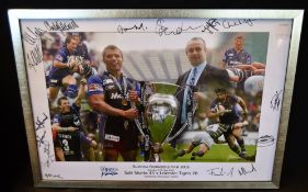 Sale Sharks Large Framed & Glazed Rugby Painting: Fine print of a painting of Jason Robinson & coach